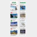 Two-column World Heritage infographic (世界遺産) with country flags, site photos, and brief descriptions.
